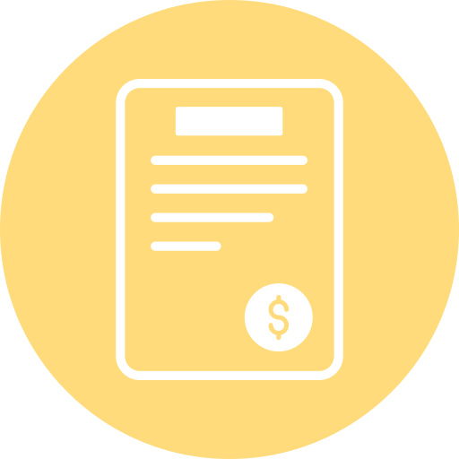 Icon of a mobile phone with text lines and a dollar sign inside a circle, representing a financial or payment app.