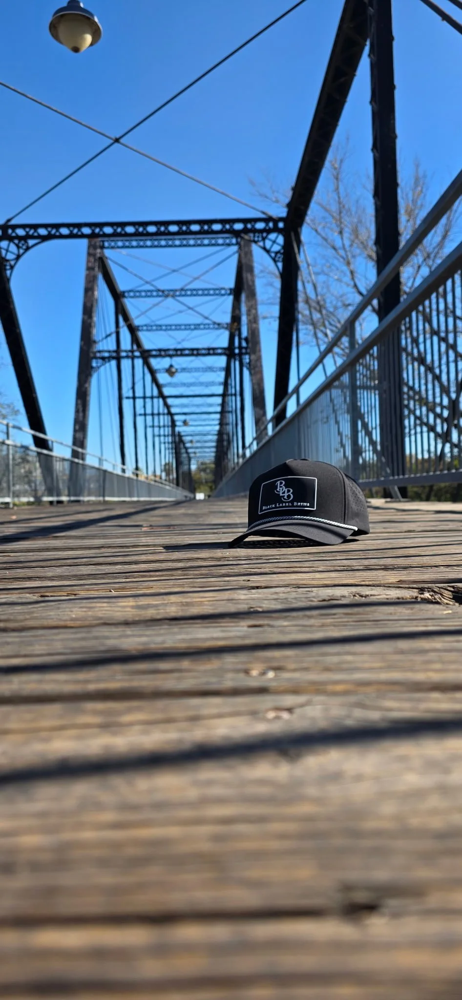 black label  brims hat outdoors