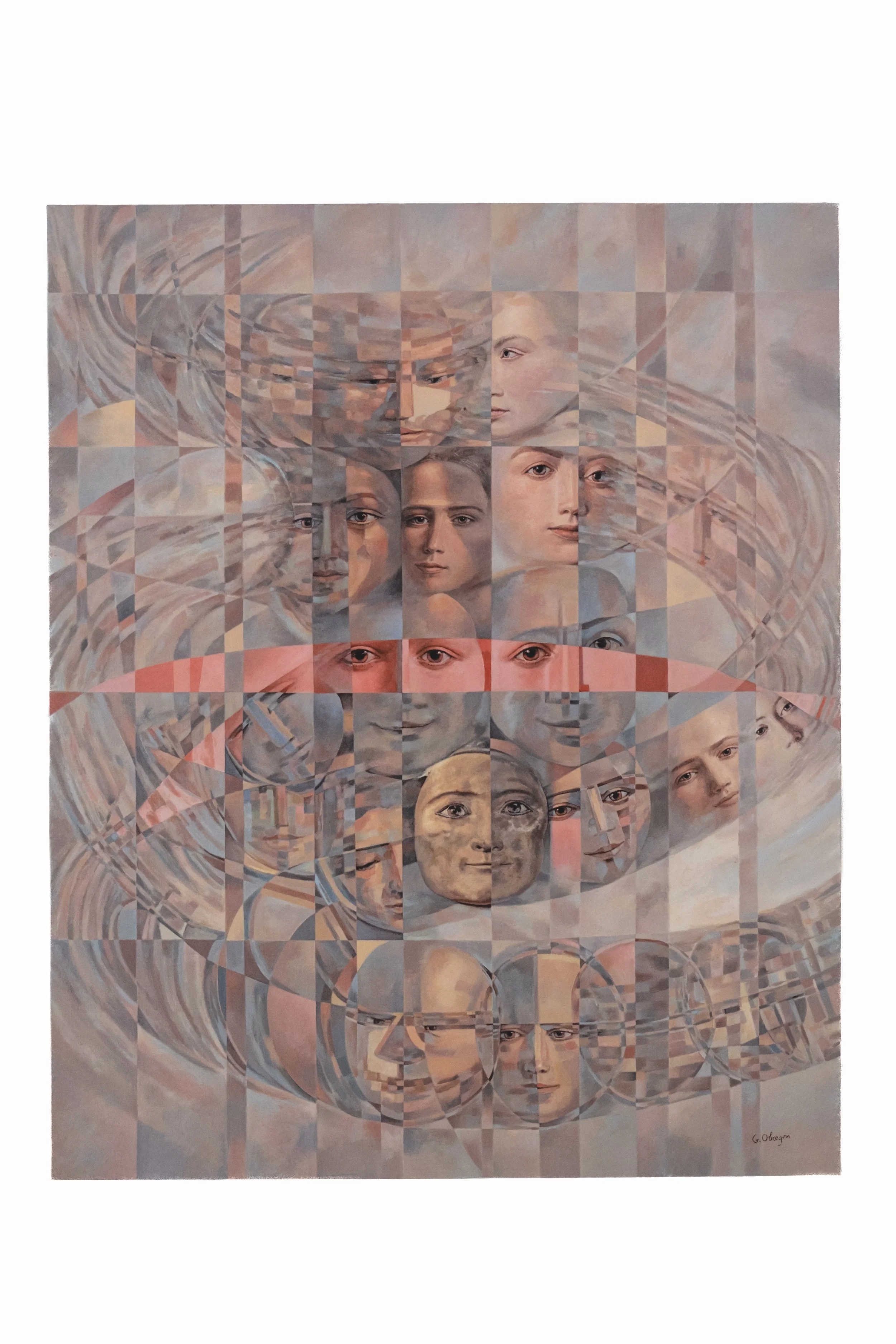 Moving Faces II, 2018, Acrylic on canvas, 100 X 81 cm