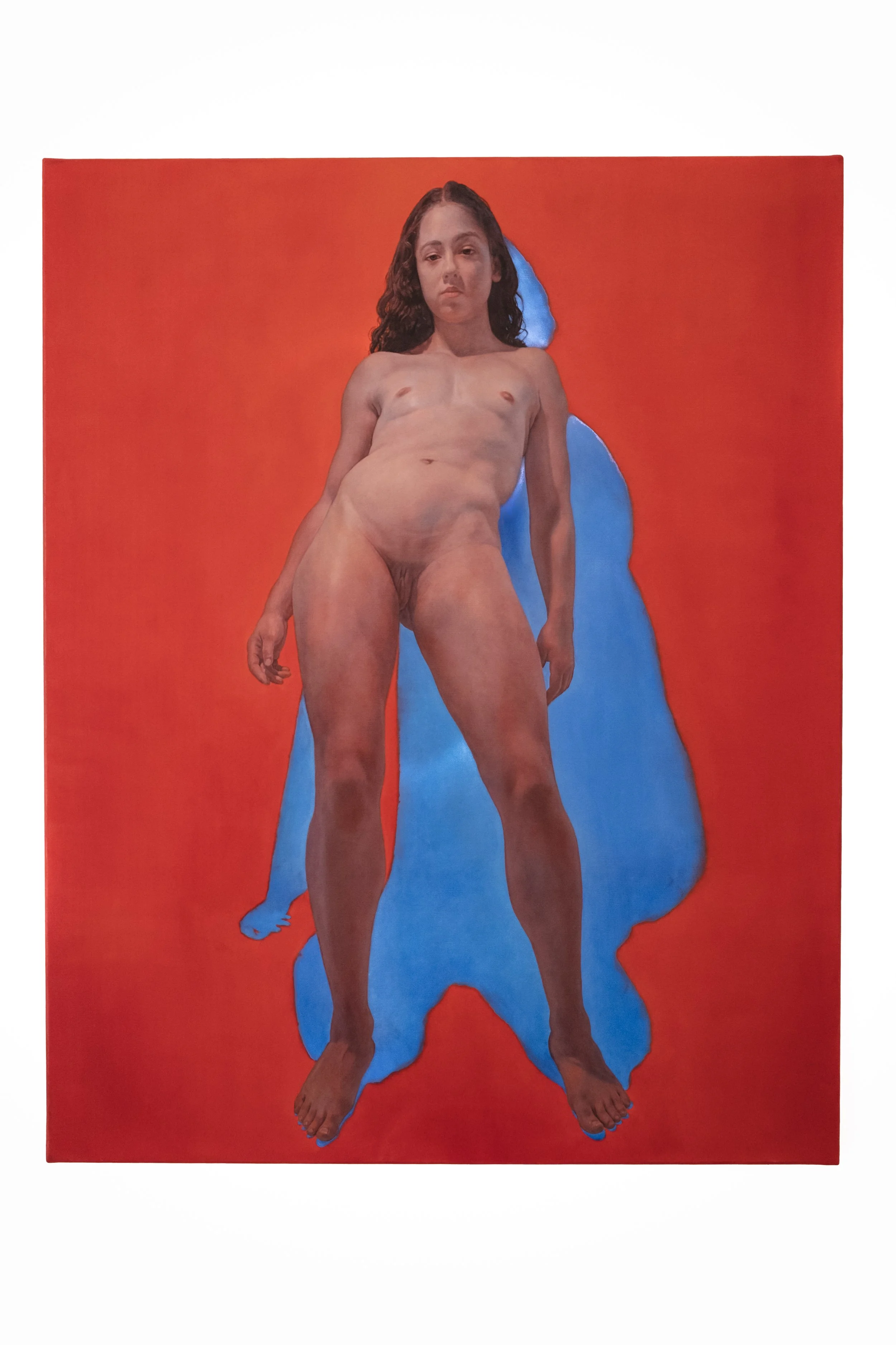 Nu debout, Bleu et Rouge, 2025, Oil on canvas, 92 X 73 cm