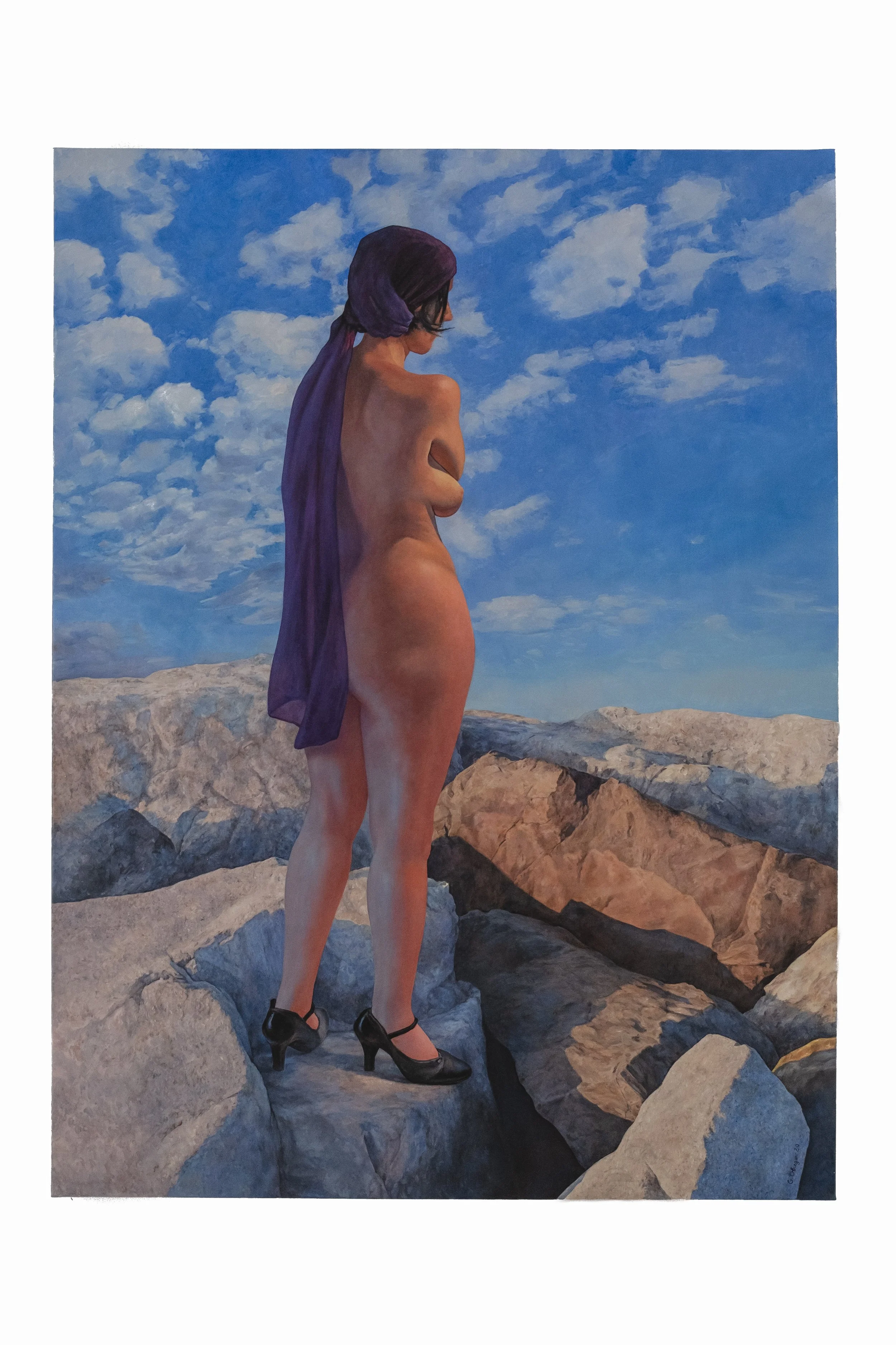 Nu aux Rochers, 2020, Oil on canvas, 130 X 97 cm