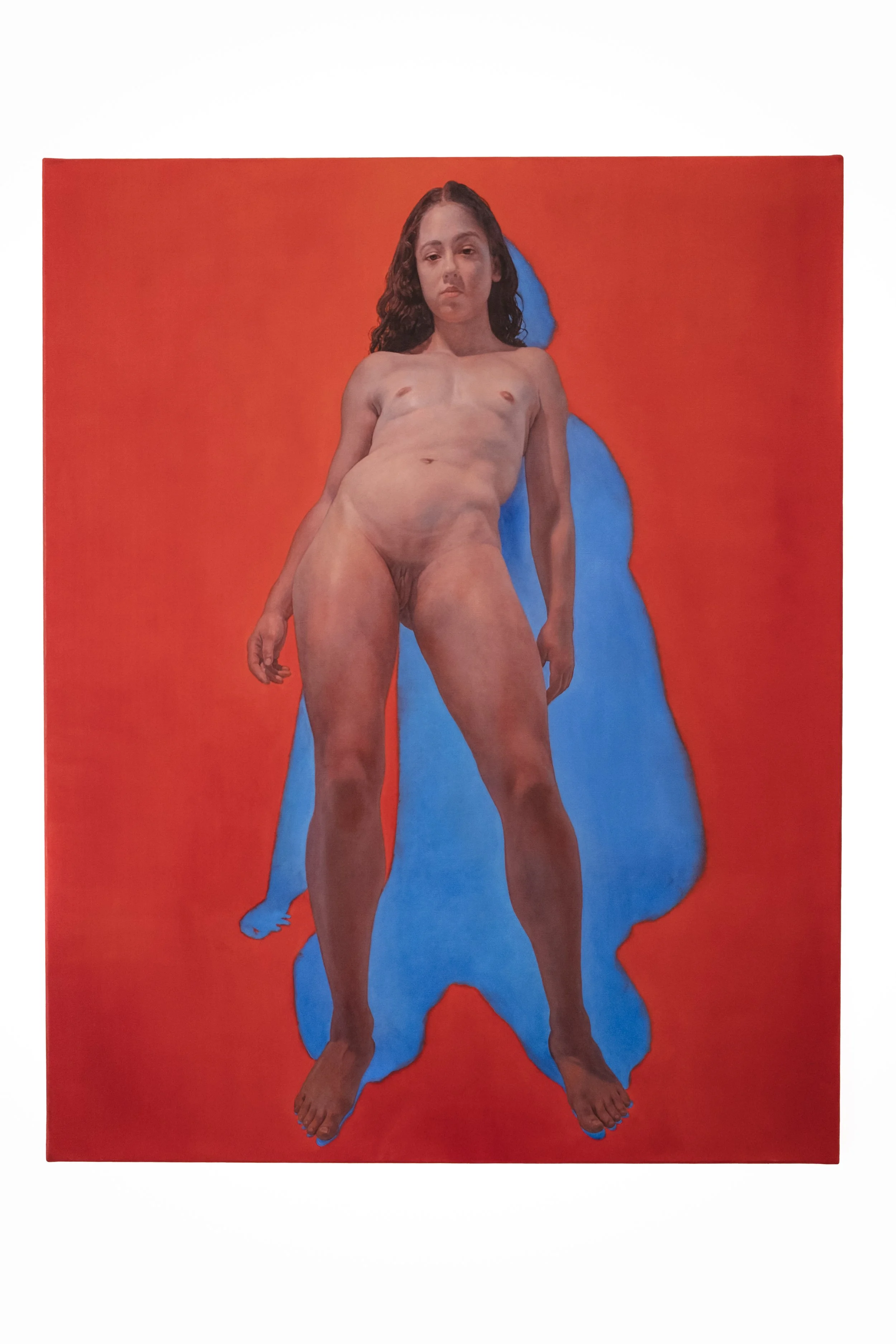 Nu debout, Bleu et Rouge, 2025, Oil on canvas, 92 X 73 cm