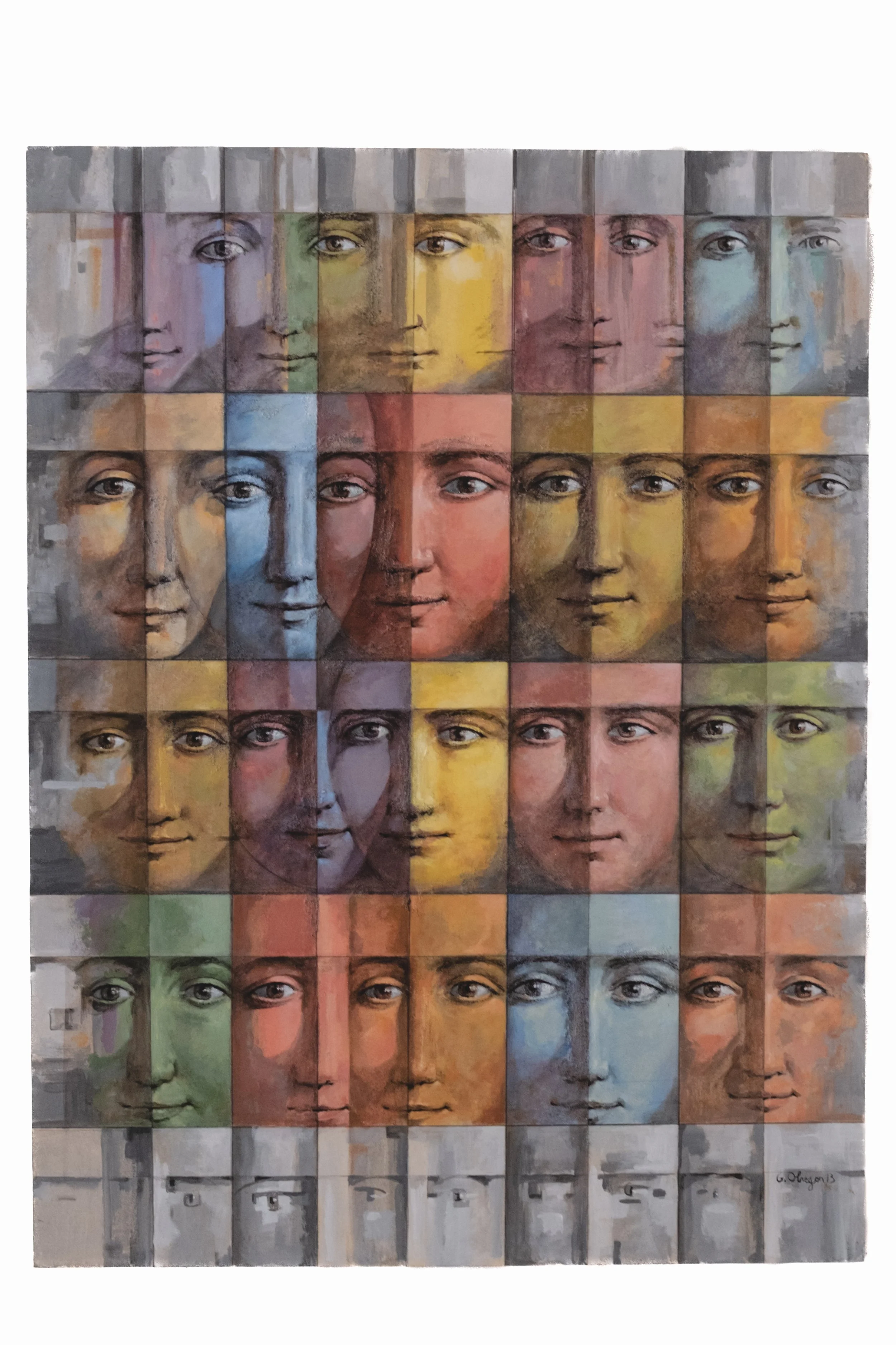 Faces, 2013, Acrylic on cardboard, 80 X 60 cm