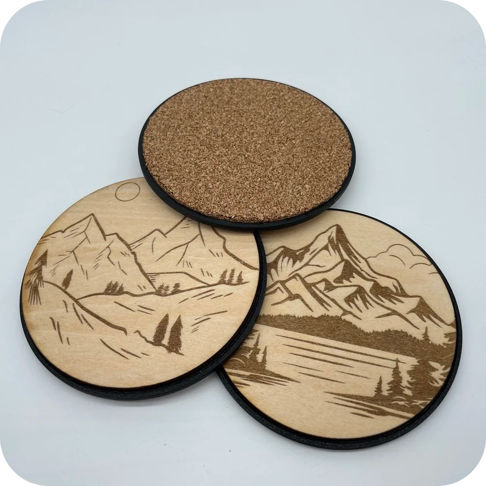 Laserové gravírování - gravírované podtácky z překližky