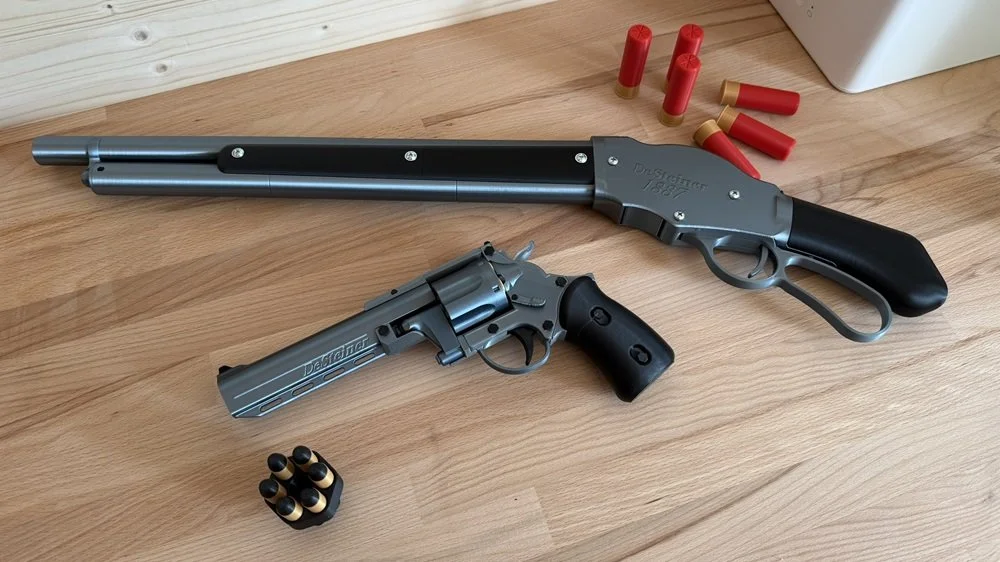 3D Tisk - funkční maketa revolveru a brokovnice