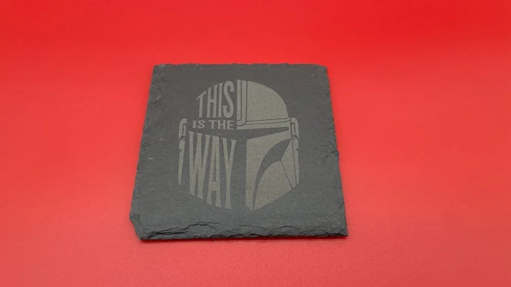 Laserové gravírování - podtácek z břidlice s motivem