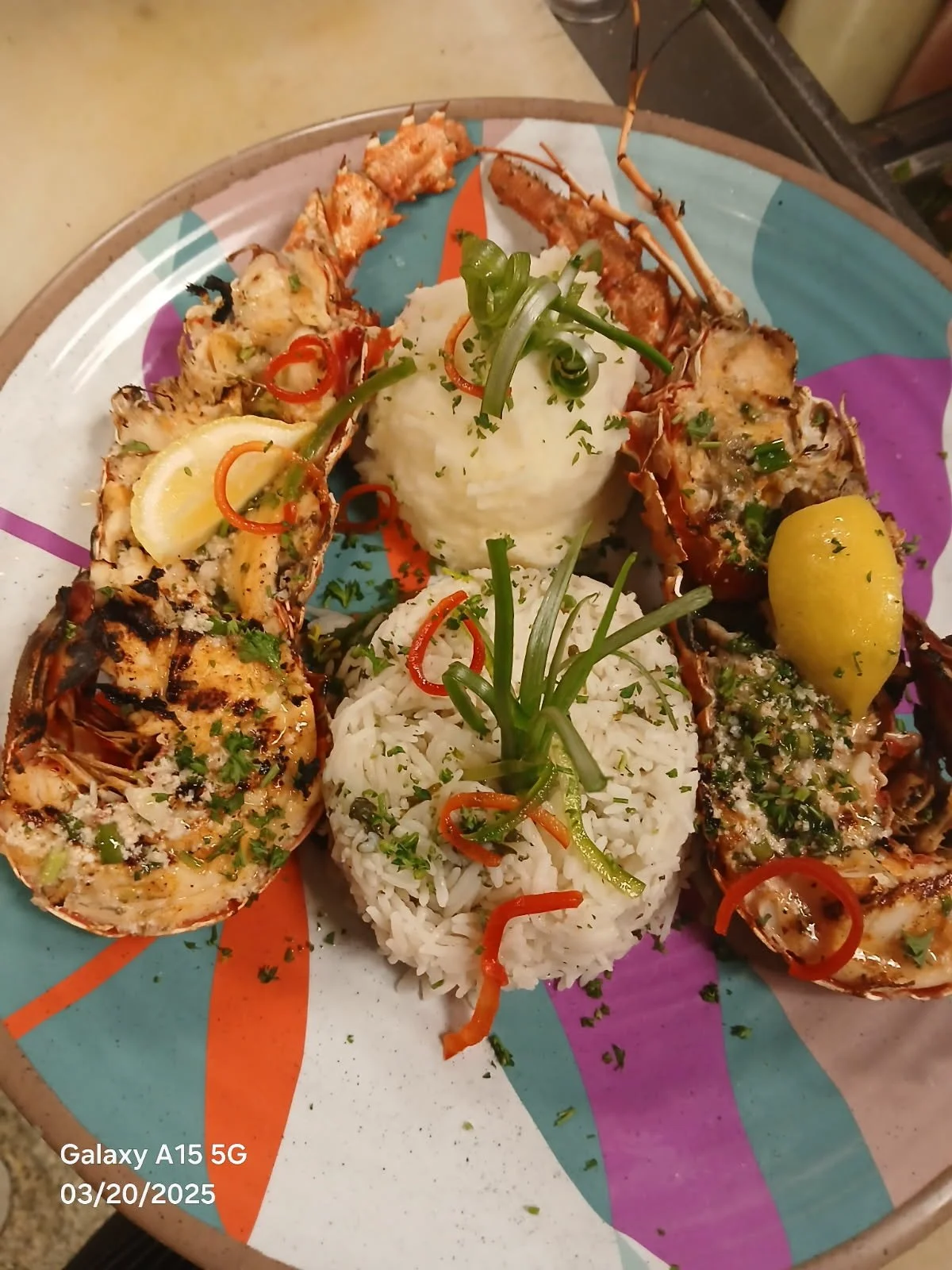 Mouth watering lobster dinner at Hook'd USVI. 