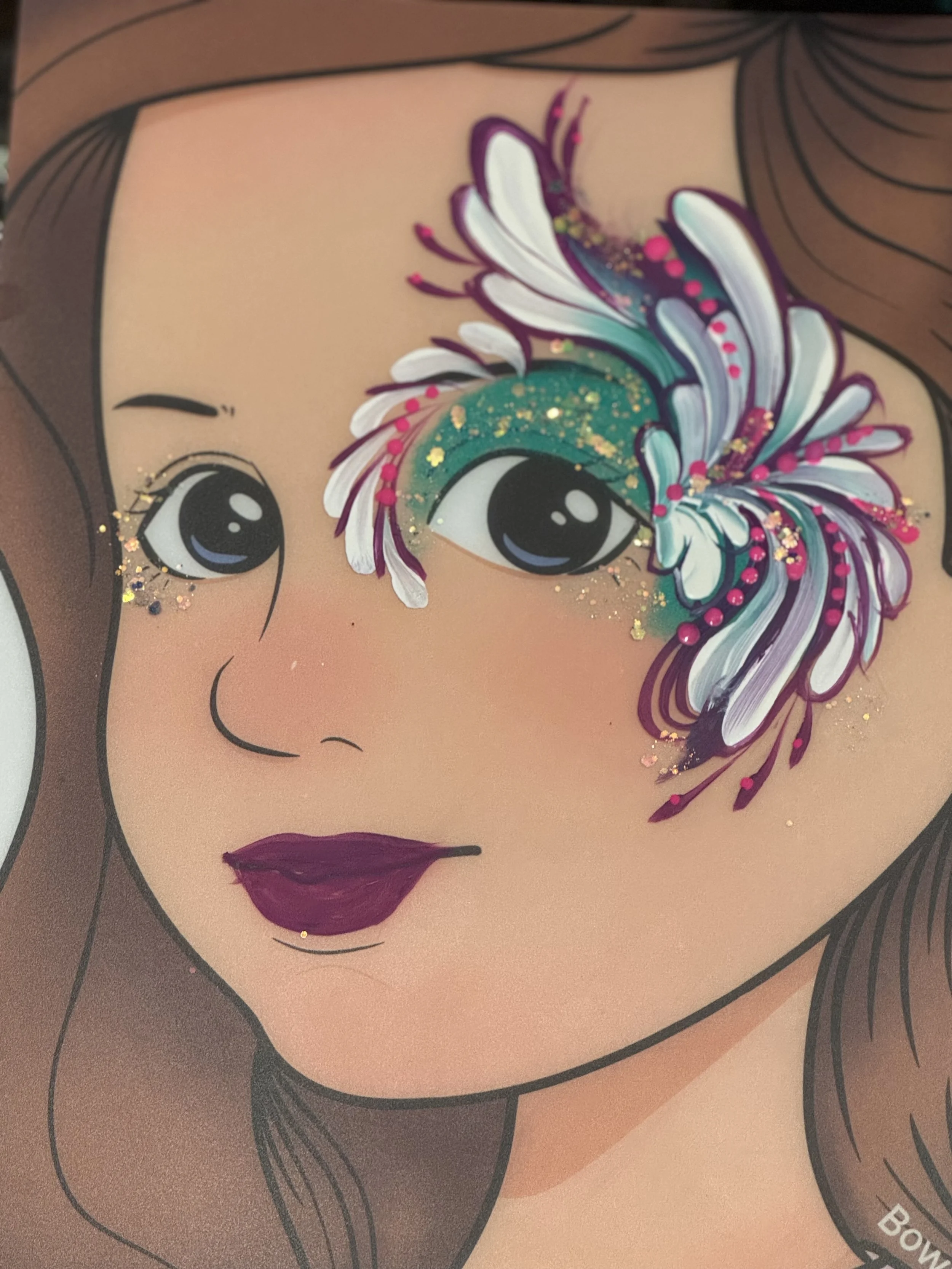 Mardi gras inspired face paint look. I will match design colors to your outfit!