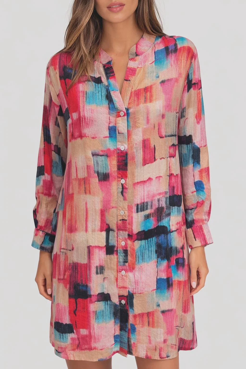 Artists Brush, Buntes Damenhemd, Italian Designers, Frontansicht.jpeg