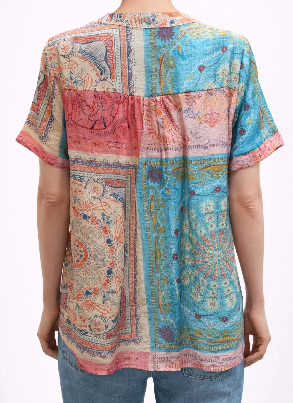 Gem Relic, Bunte Bluse mit Funkelsteinen, Italian Designers, Rückansicht.jpeg