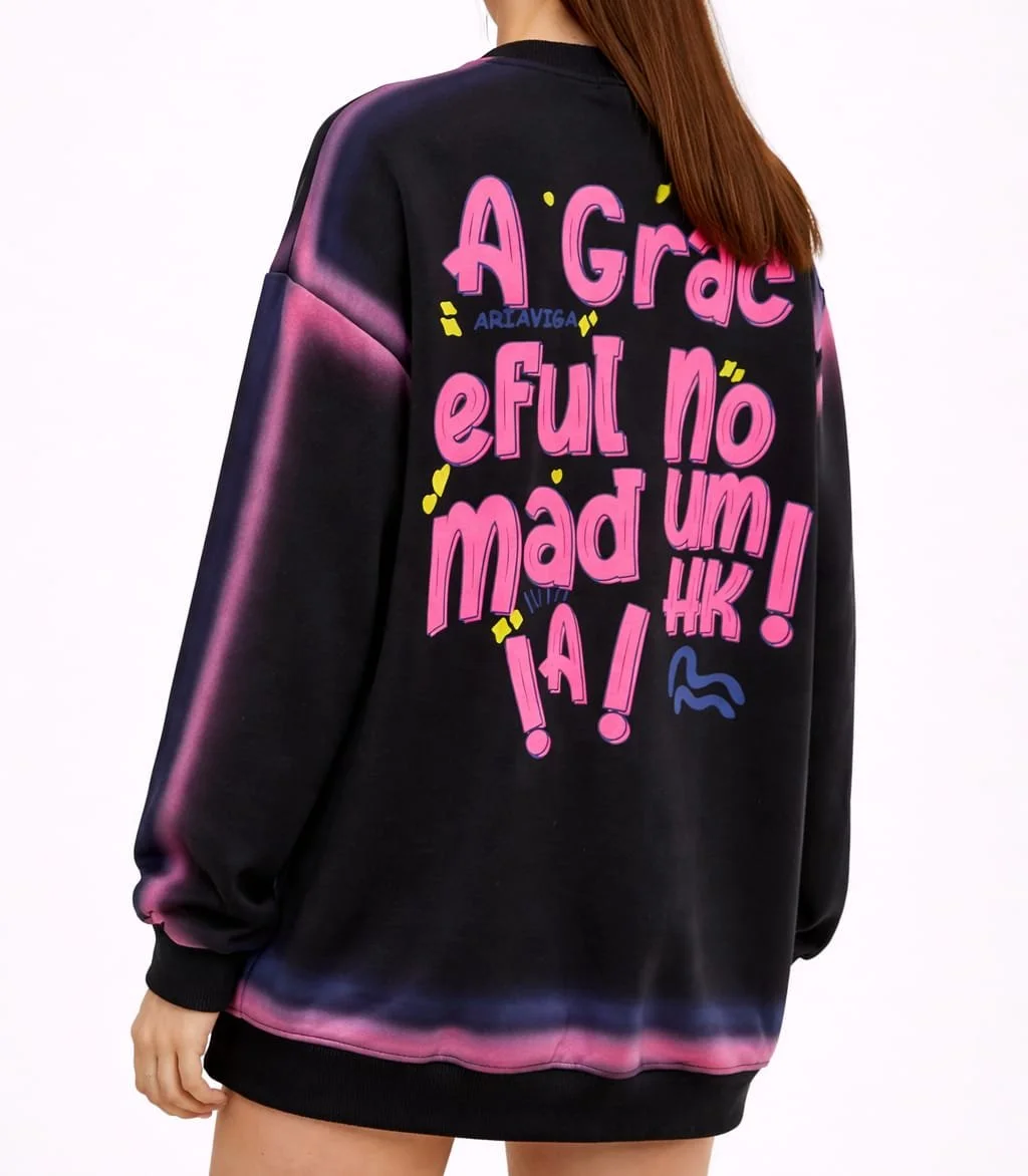 Neon Rebel, Schwarzer Pullover mit Neon Schrift, Italian Designers, Rückansicht.jpeg