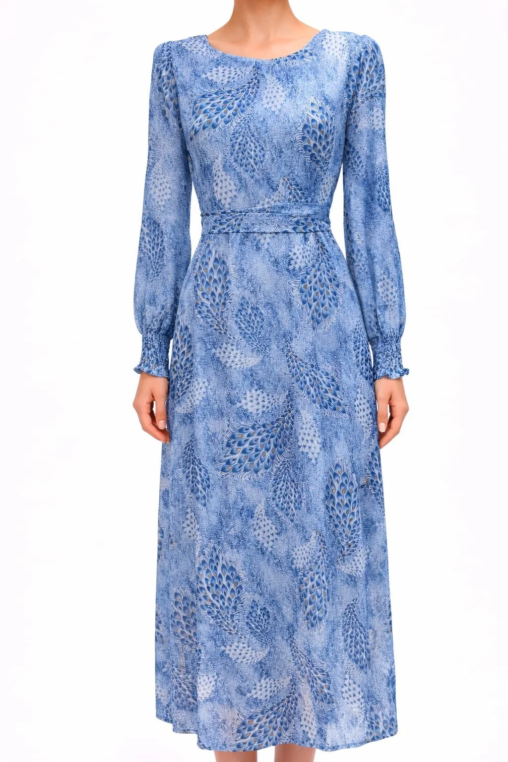 Ocean Feather, Blaues Maxi Kleid, Italian Designers, Frontansicht.jpeg