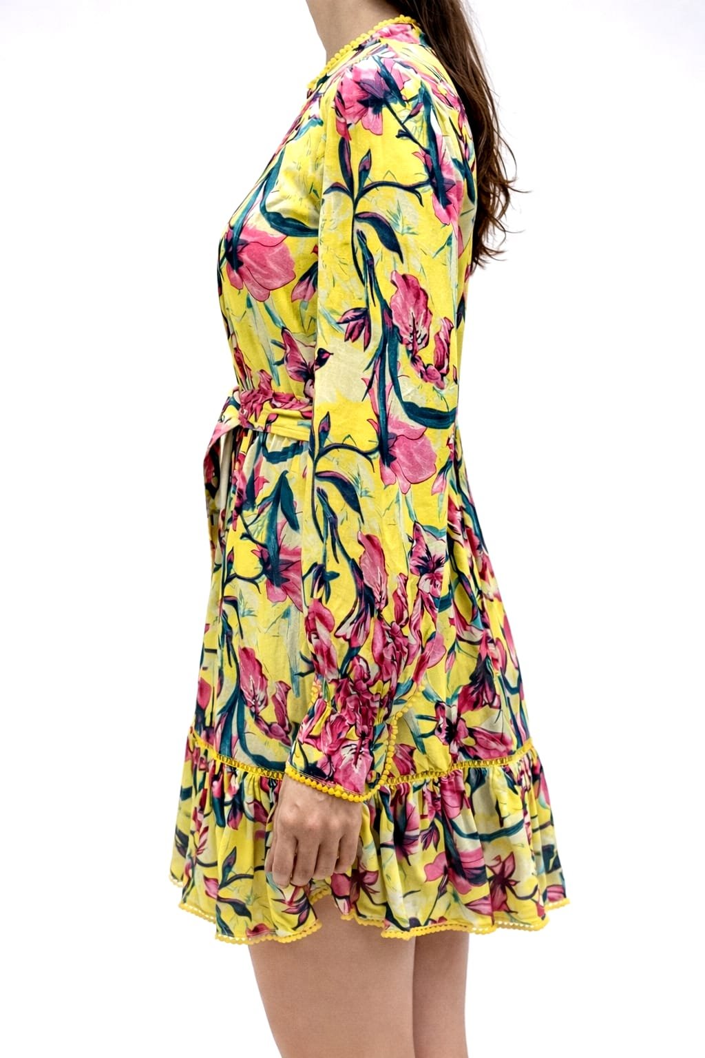 Honeygarden, gelbes Kleid mit Blumenmuster, Italian Designers, Seitenansicht.jpeg