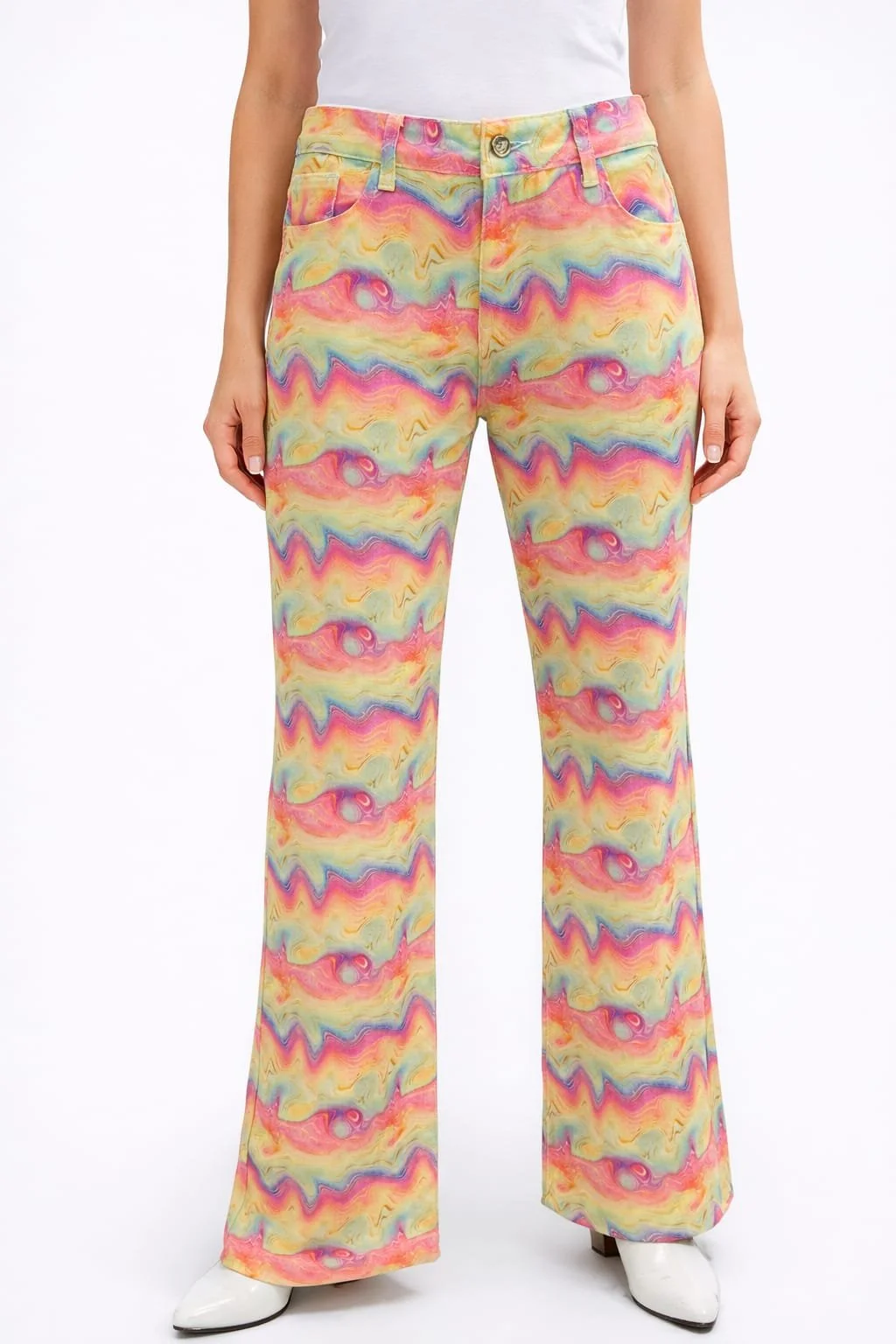 Acid-Eyed Waves, bunte psychedelische Jeans, Italian Designers, Frontansicht.jpeg