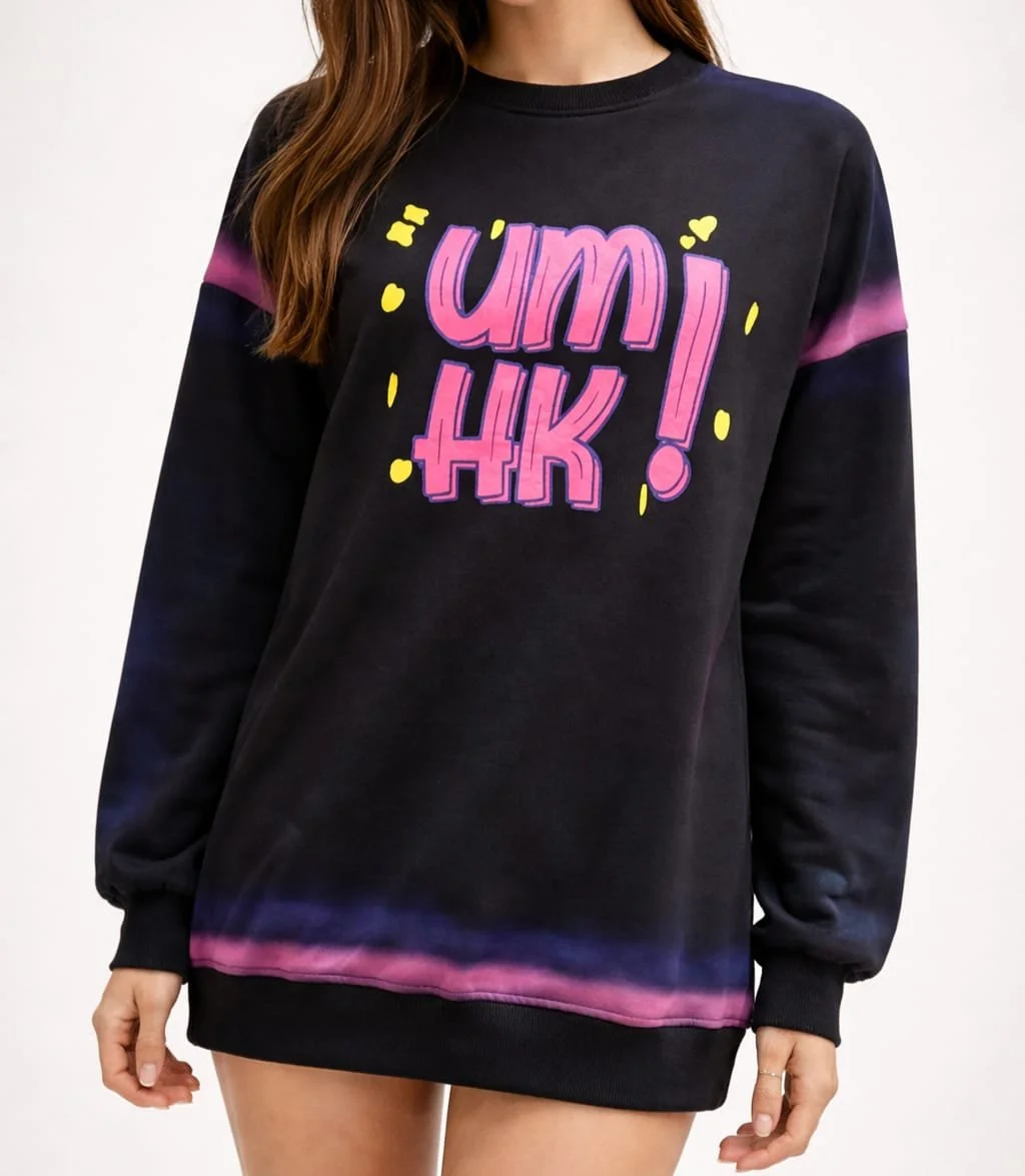 Neon Rebel, Schwarzer Pullover mit Neon Schrift, Italian Designers, Frontansicht.jpeg