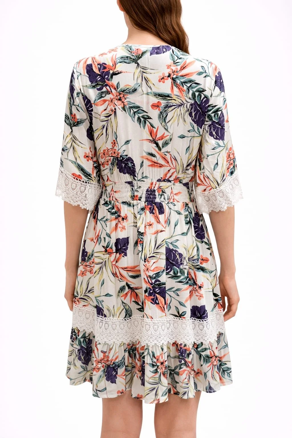 Ivory Botanica, Damenkleid mit Blumen und Spitzen, Rückansicht.jpeg