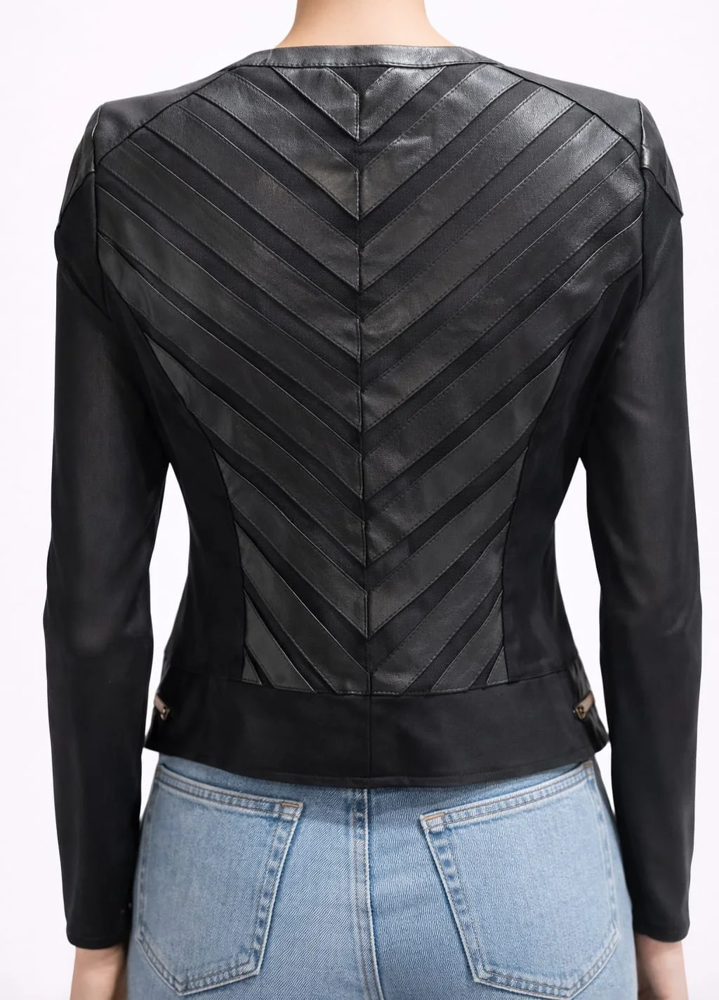 Night Viper, Ausgefallene Lederjacke mit Streifen, Italian Designers, Rückansicht.jpeg