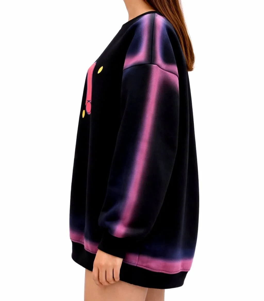 Neon Rebel, Schwarzer Pullover mit Neon Schrift, Italian Designers, Seitenansicht.jpeg