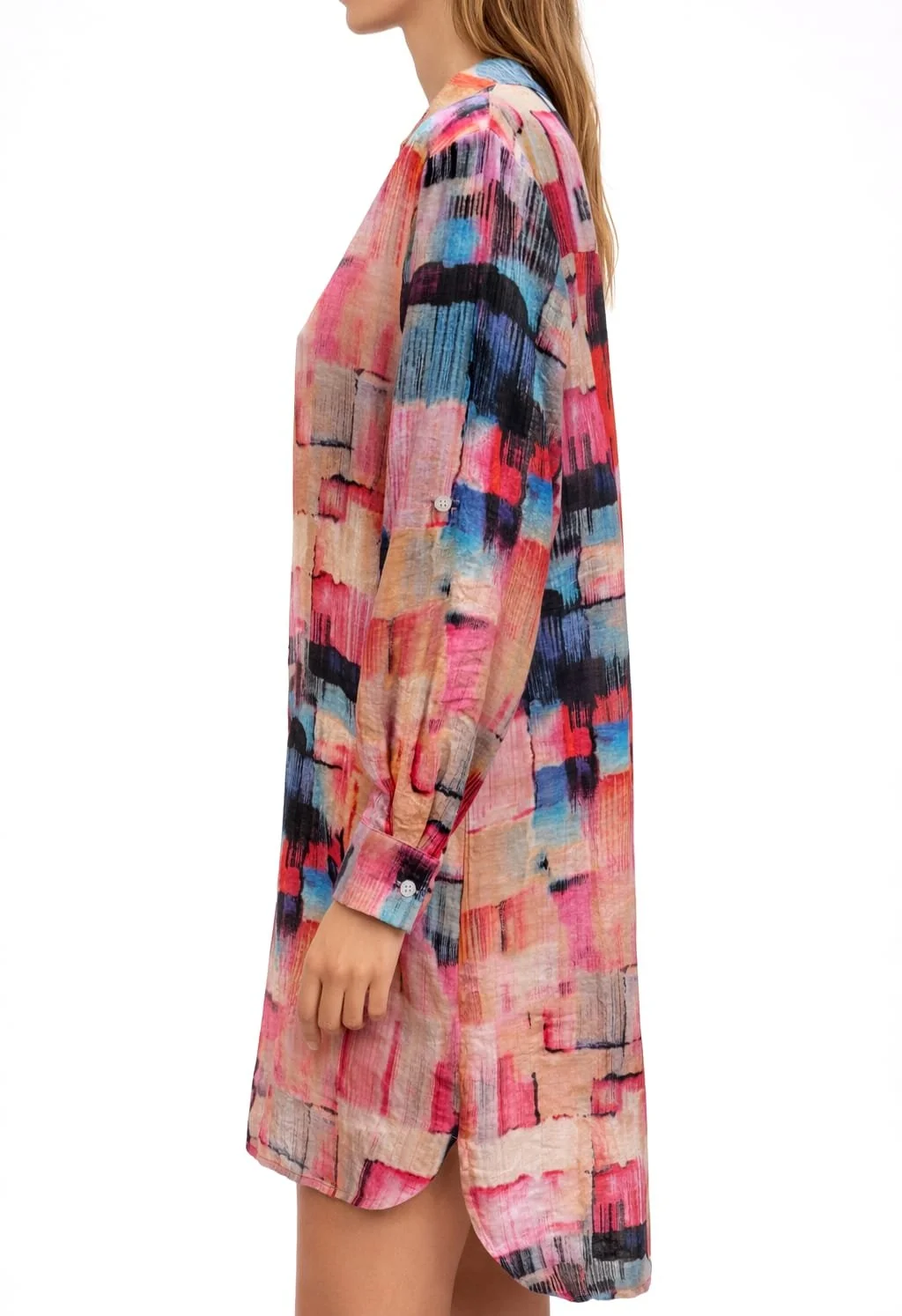 Artists Brush, Buntes Damenhemd, Italian Designers, Seitenansicht.jpeg
