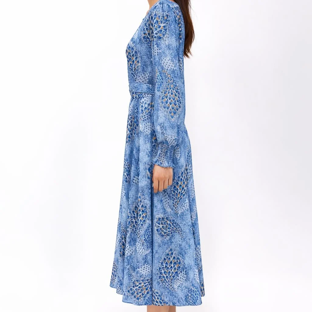 Ocean Feather, Blaues Maxi Kleid, Italian Designers, Seitenansicht.jpeg