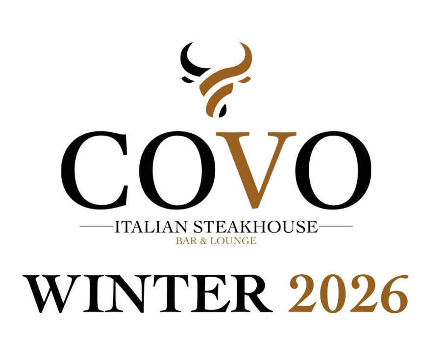 Logo for COVO Italian Steakhouse Bar & Lounge with the text 'Winter 2026'