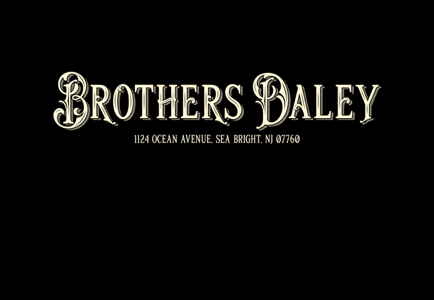 Brothers Daley logo with address 1124 Ocean Avenue, Sea Bright, NJ 07760 on a black background.