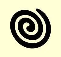 Black spiral design on a light background.