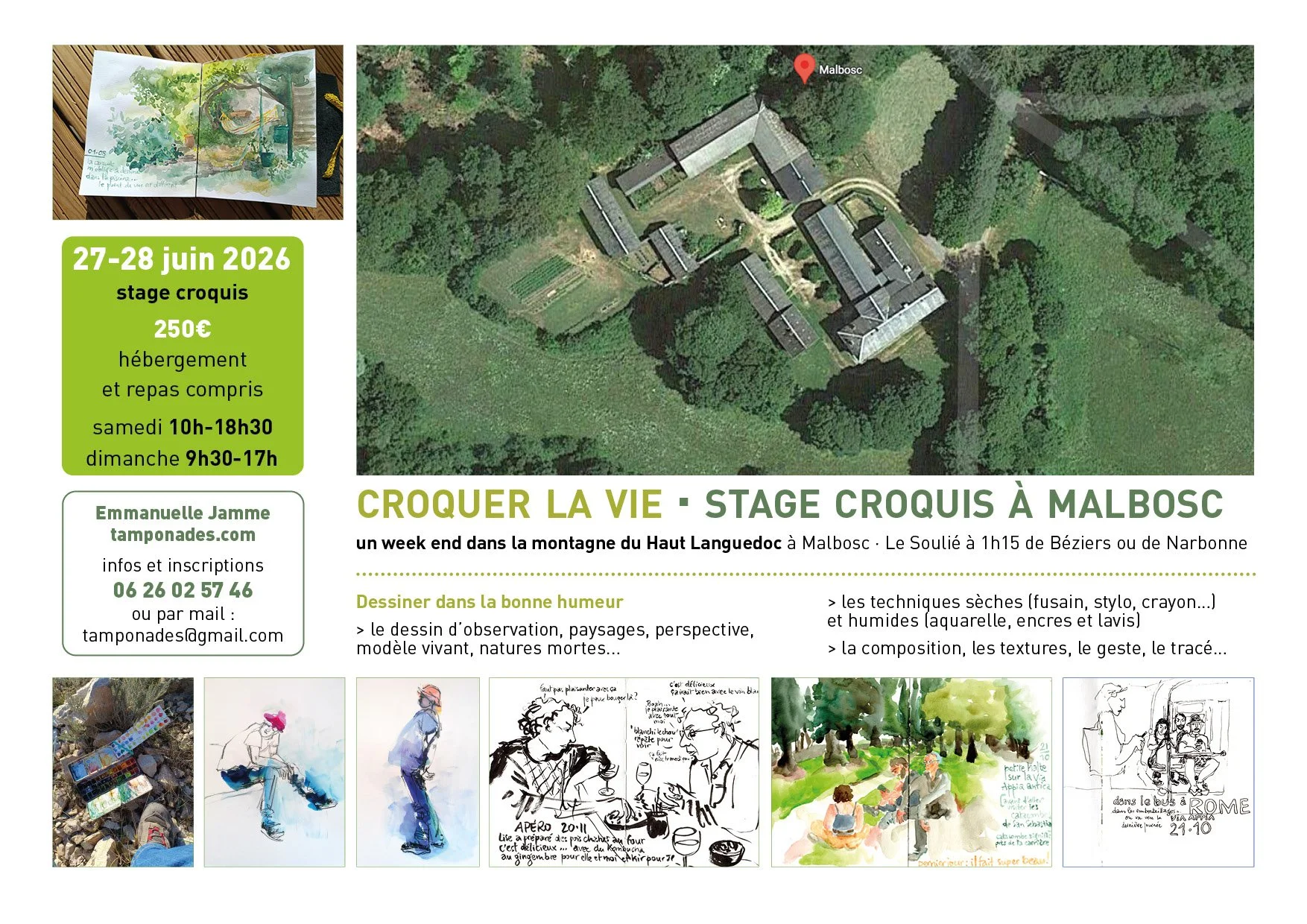 Croquer la vie - stage croquis à Malbosc
