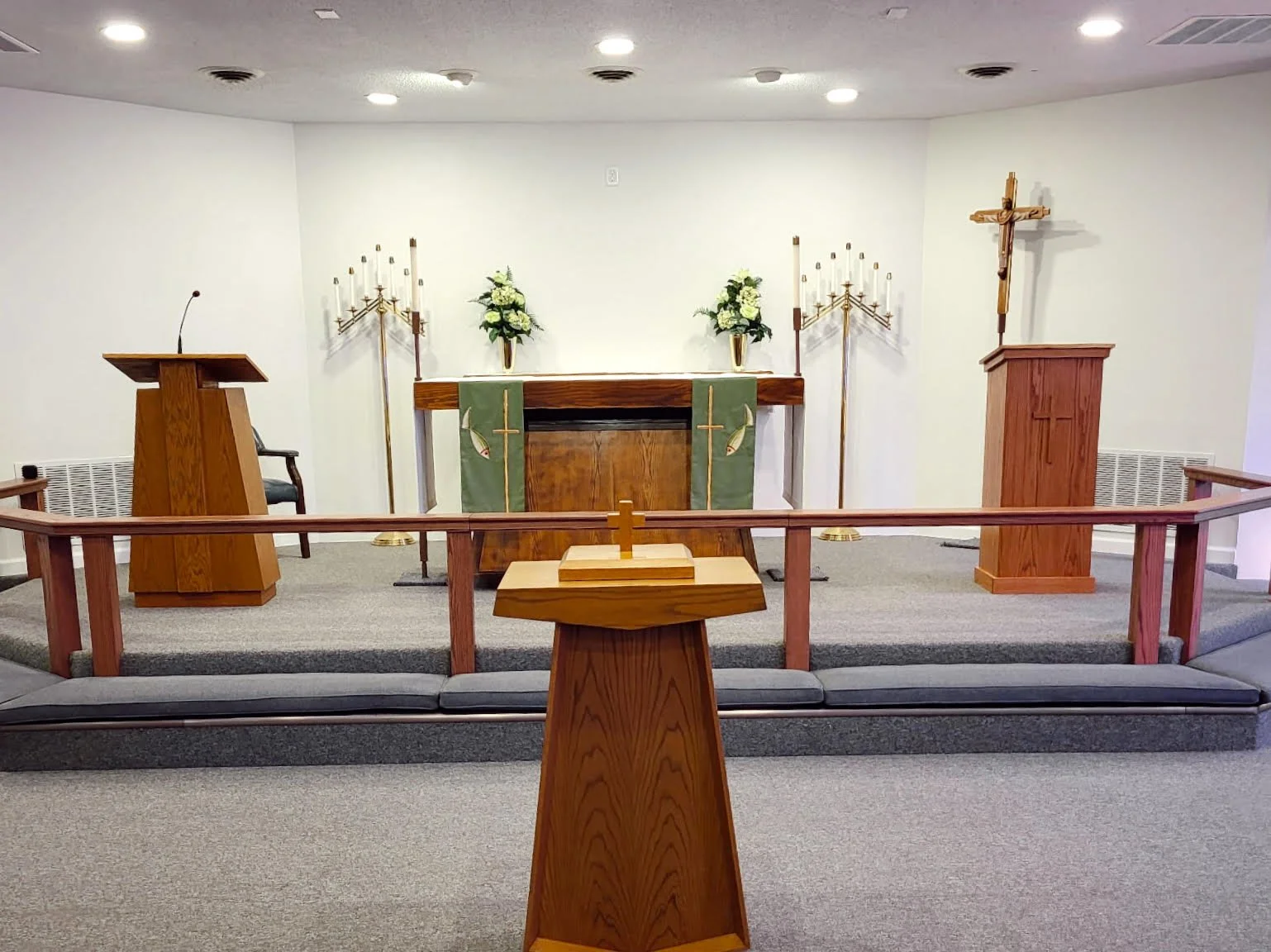 Inside a church sanctuary