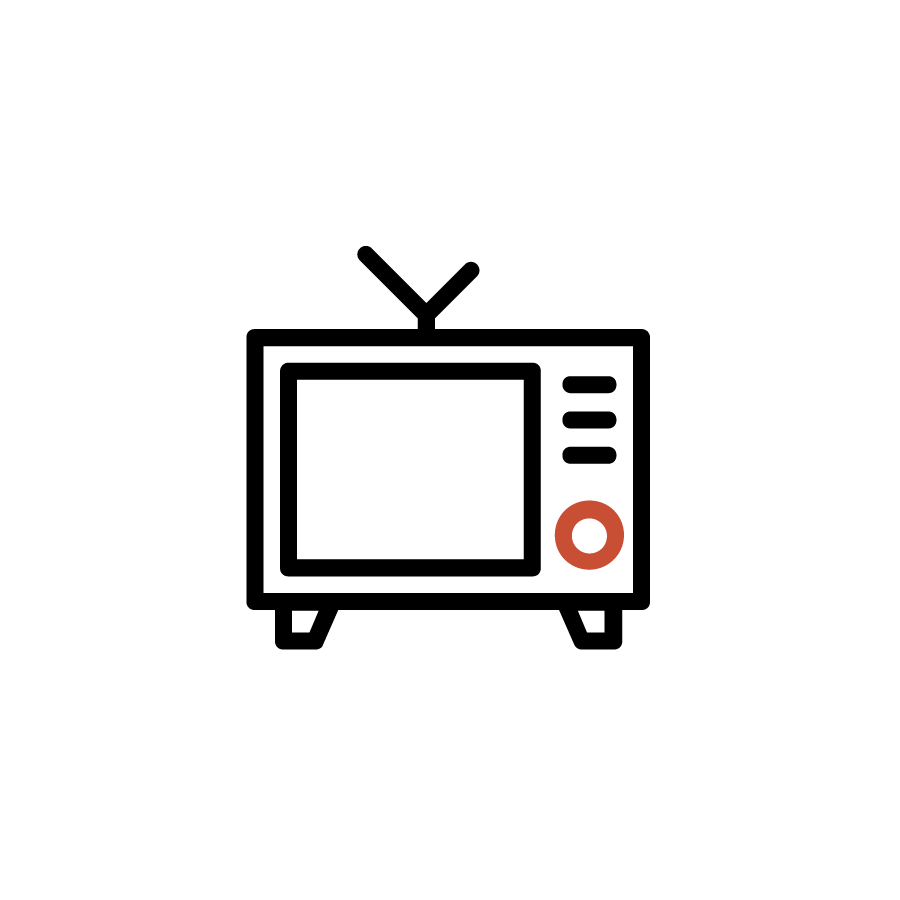 Minimalist icon of a vintage television set with antennas. Symbol for watch a classic Star Trek episode.