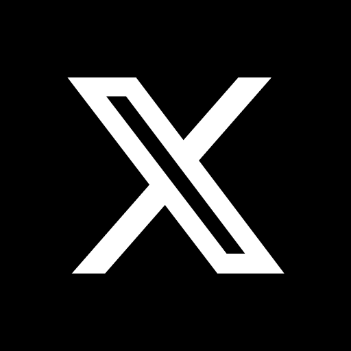 A white stylized letter 'X' on a black background.