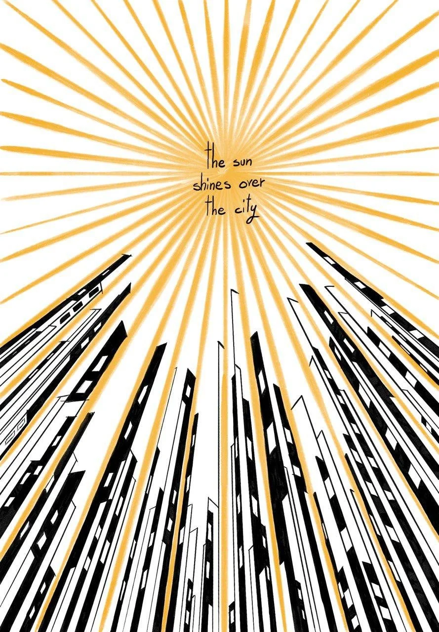 The sun shines over the city