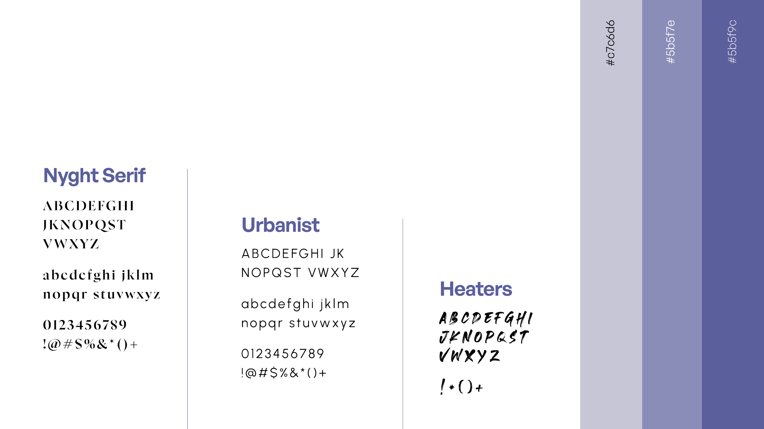 Palette and typefaces