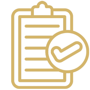 Icon of a clipboard with a checkmark symbol, representing approval or completion.