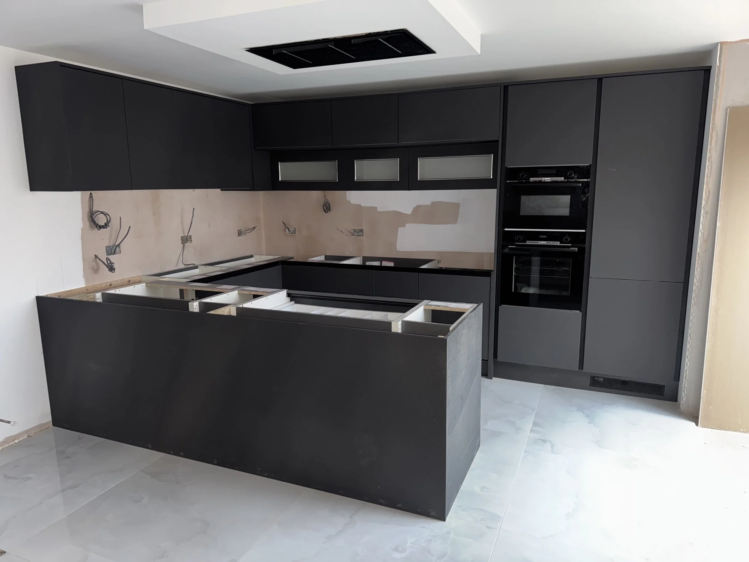 Bespoke kitchen joinery installation in Blackpool during renovation