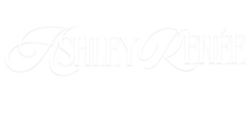 Stylized black and white logo with the name 'Ashley Renee' in elegant script font.