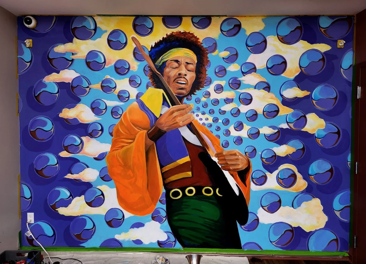Jimi Hendrix - 10' x 25' interior mural, Chronix Dispensary, Portland OR
