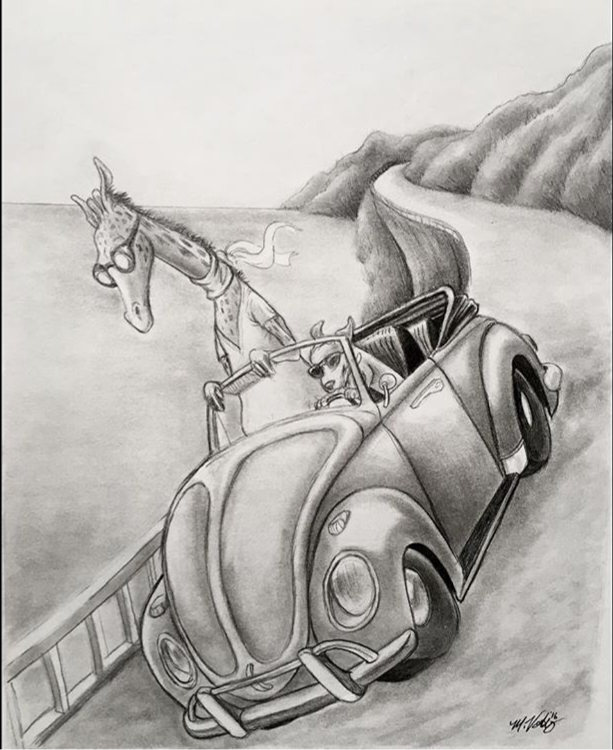 Roadtrip - 8" x 10" ink on paper