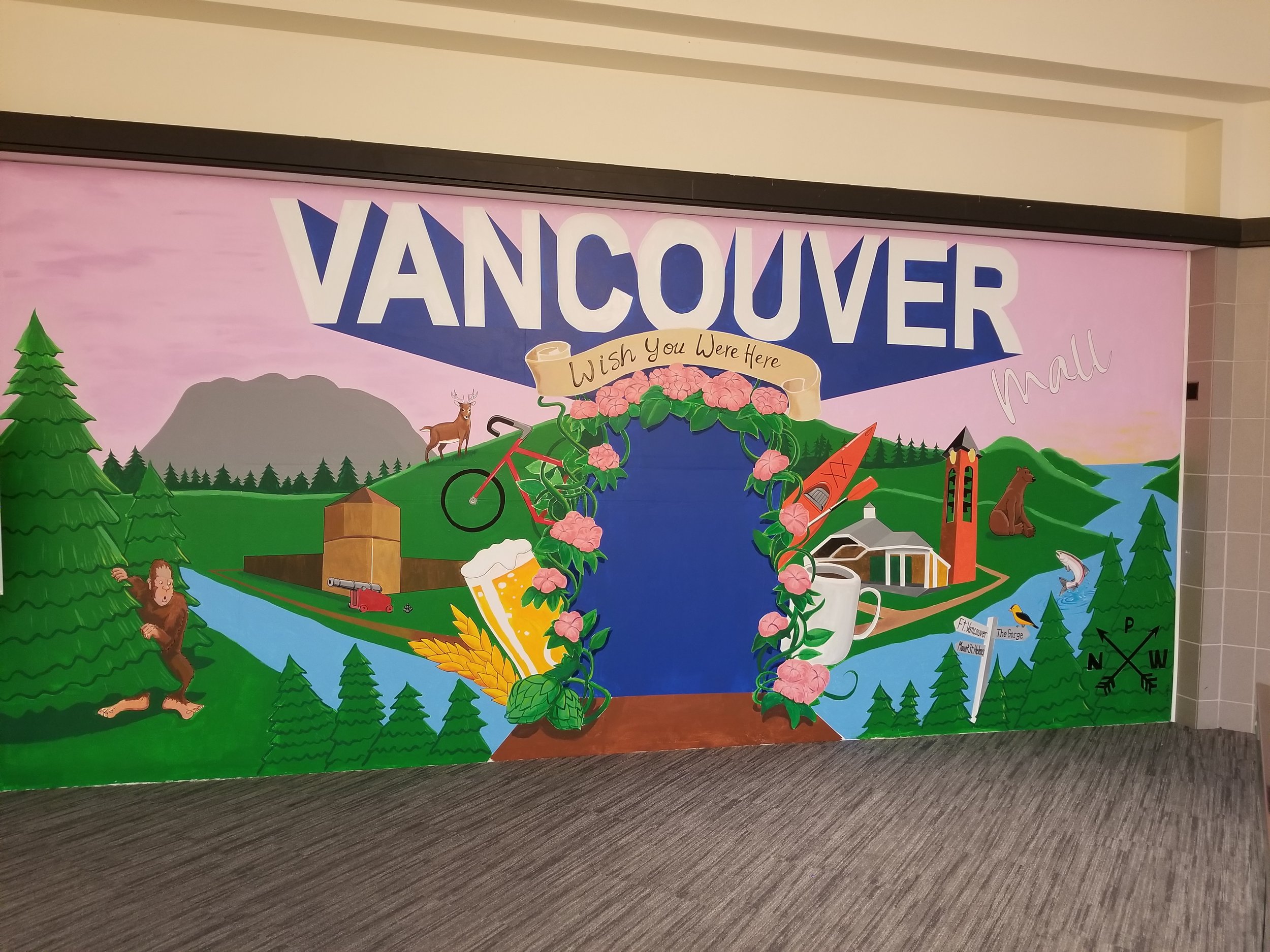 Vancouver mall 12' x 42' interior mural, Vancouver WA