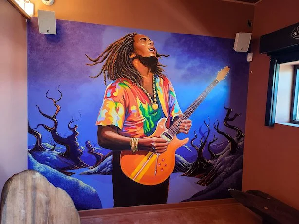 Bob Marley - 10' x 30' interior mural, Chronic Dispensary, Portland OR