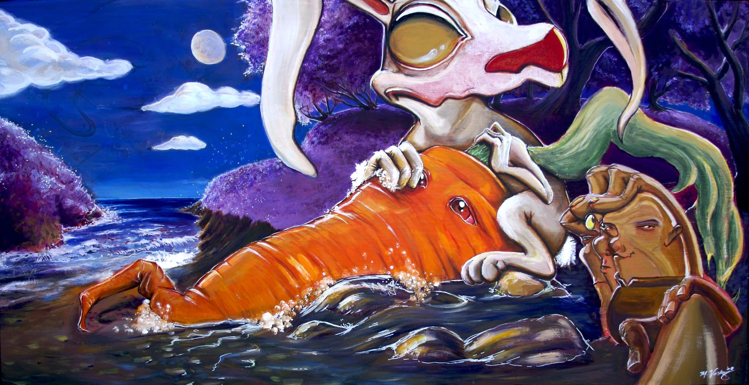 Watched But Washed Away - 20" x 35" acrylic on wood