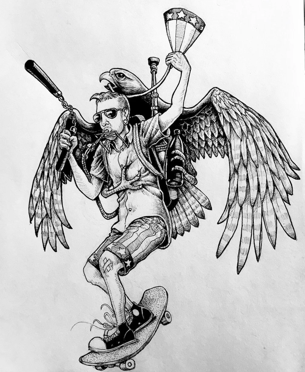 The Falcon - 8.5" x 11" ink on paper