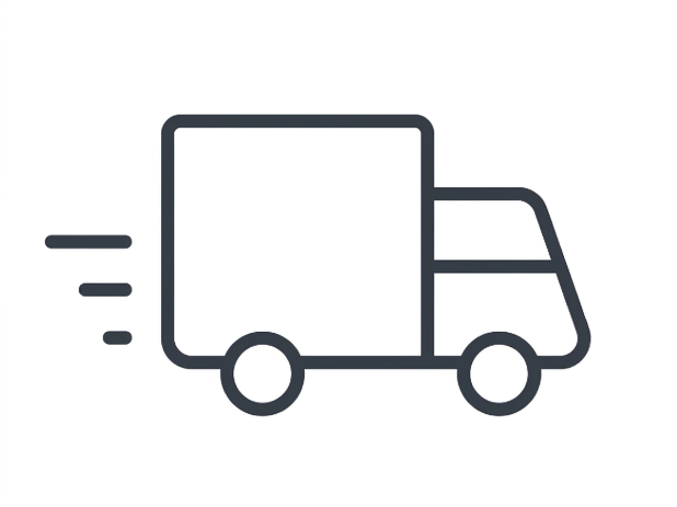 Illustration of a delivery truck with motion lines indicating speed.