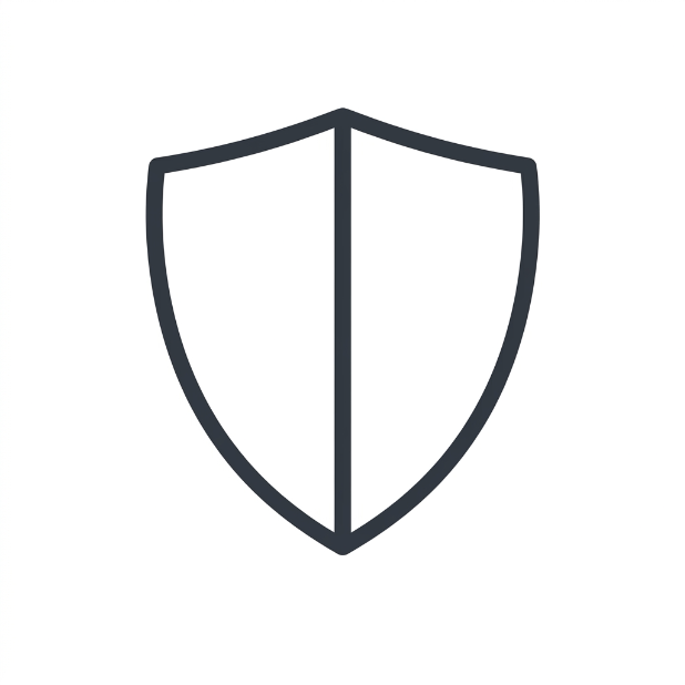 Simple outline of a shield with a vertical line dividing it into two halves.