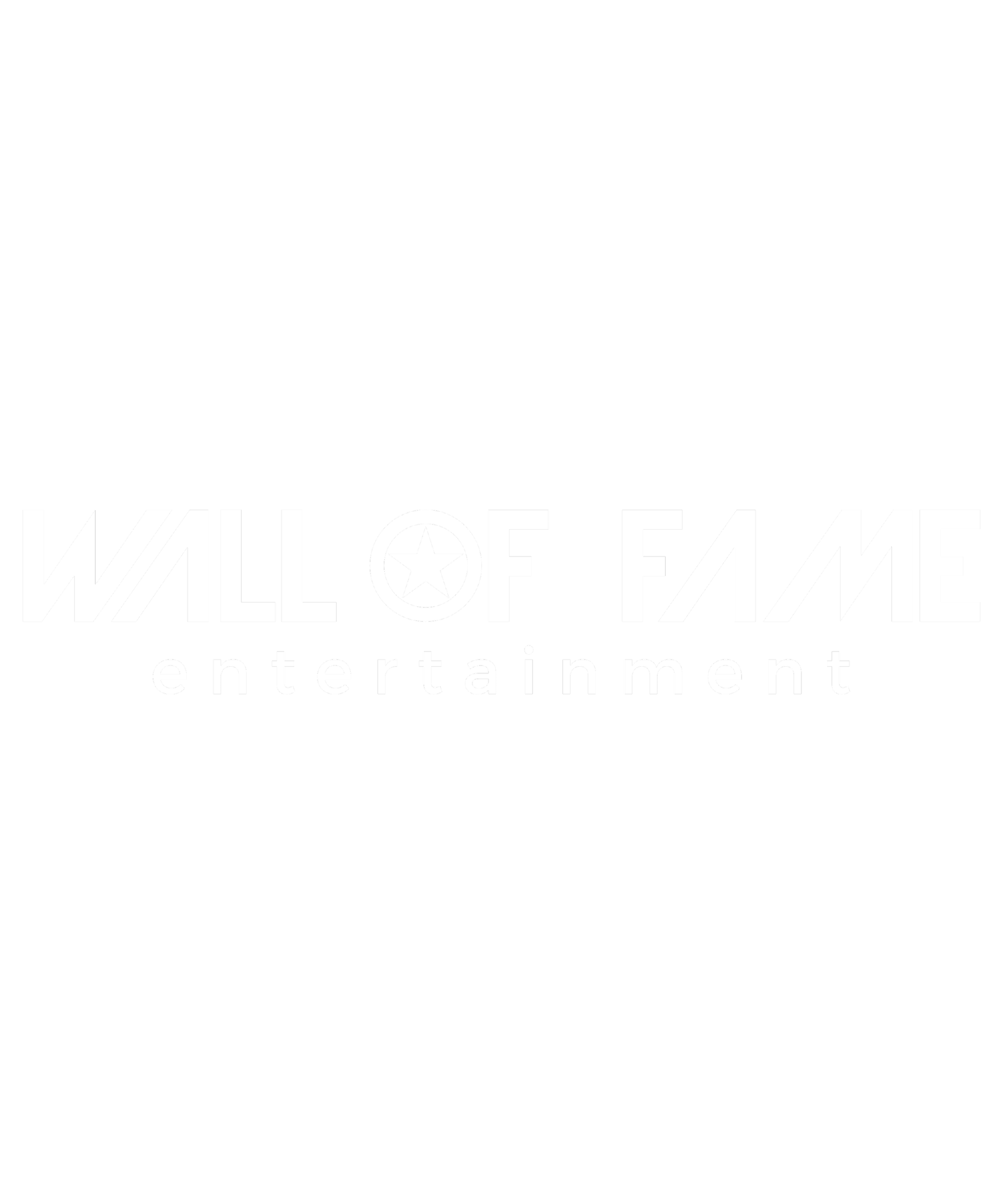 Black background with white text that reads 'Wall of Fame entertainment', with a star inside the letter 'O' in 'of'.