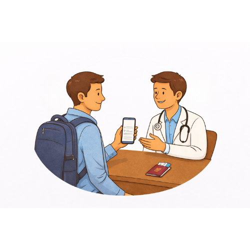 Vrouw met rijbewijs of identificatiekaart naast haar.