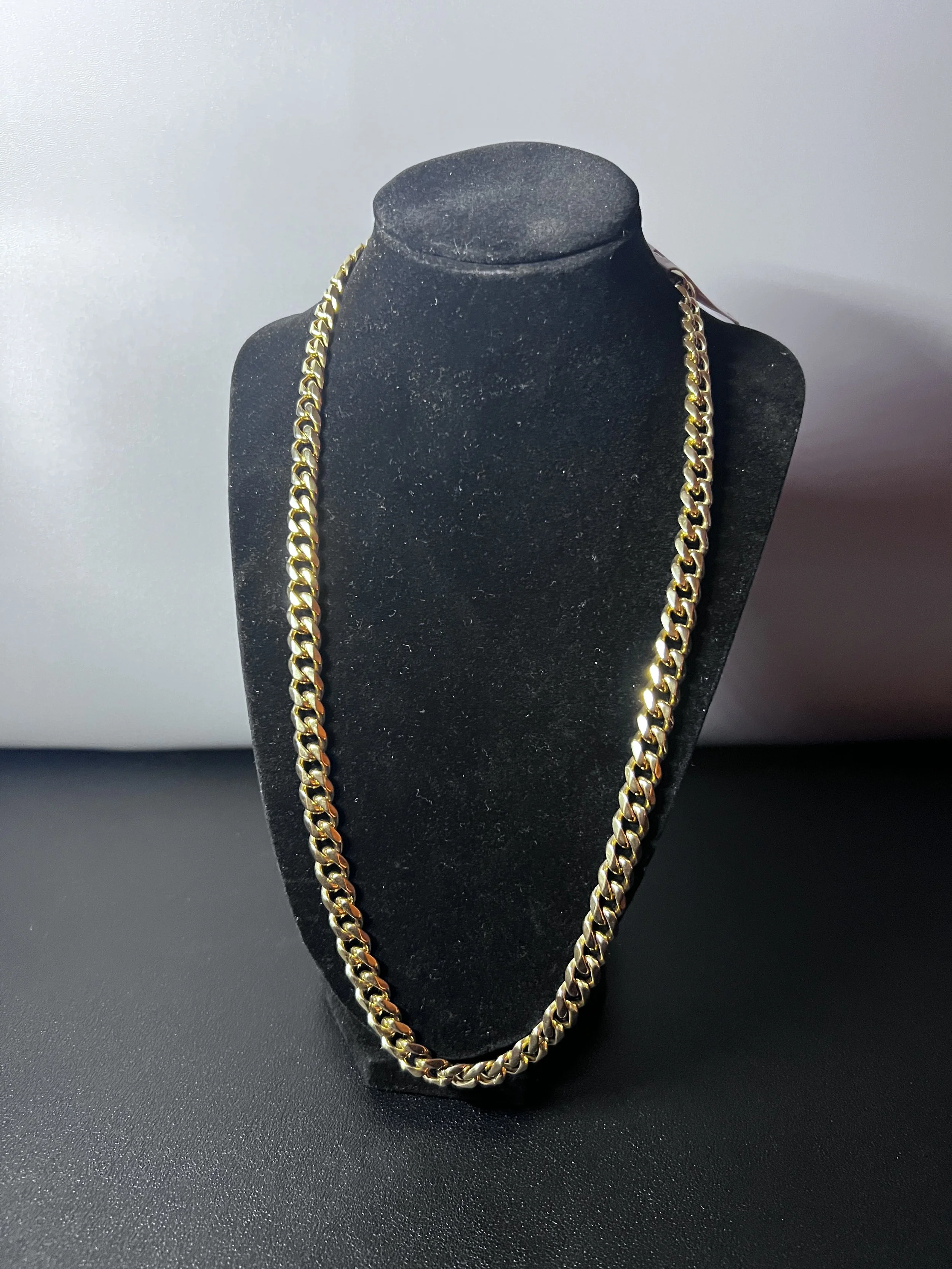 Cuban link open link 20 inch 14 karat gold plated chain