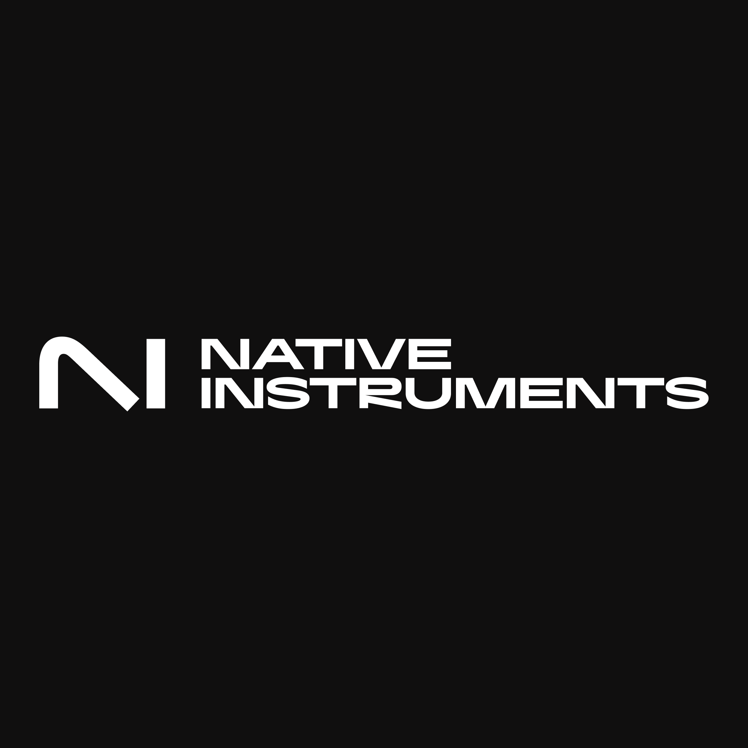 Logo for Native Instruments featuring a stylized 'N' and the words 'Native Instruments' in white on a black background.