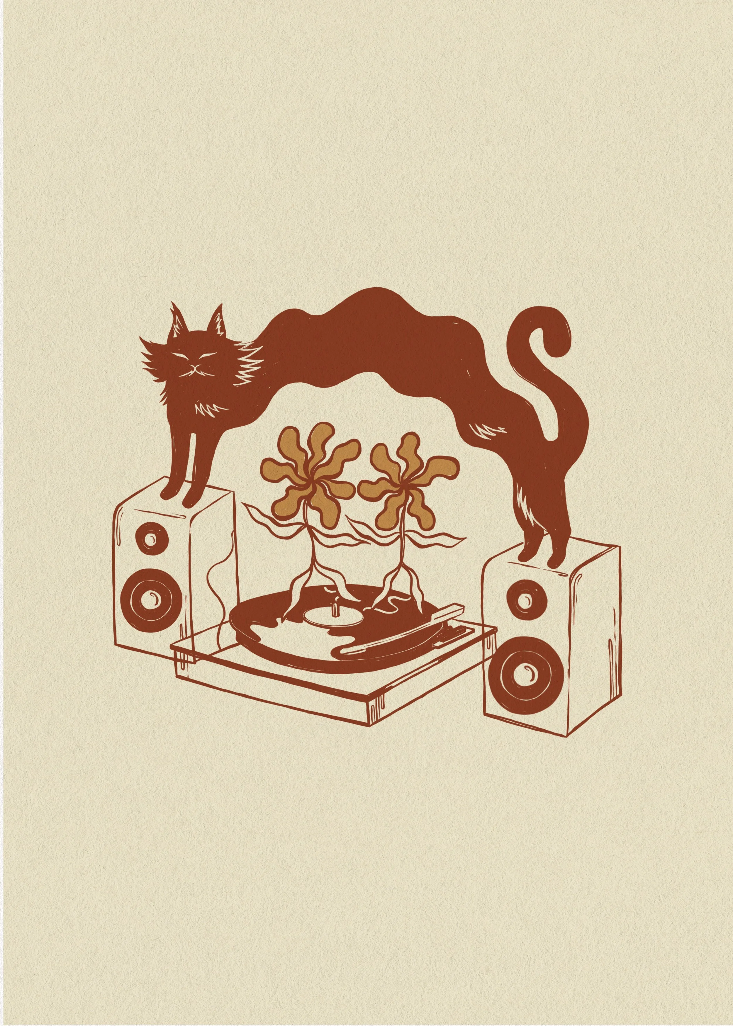 A cat's dance party - print