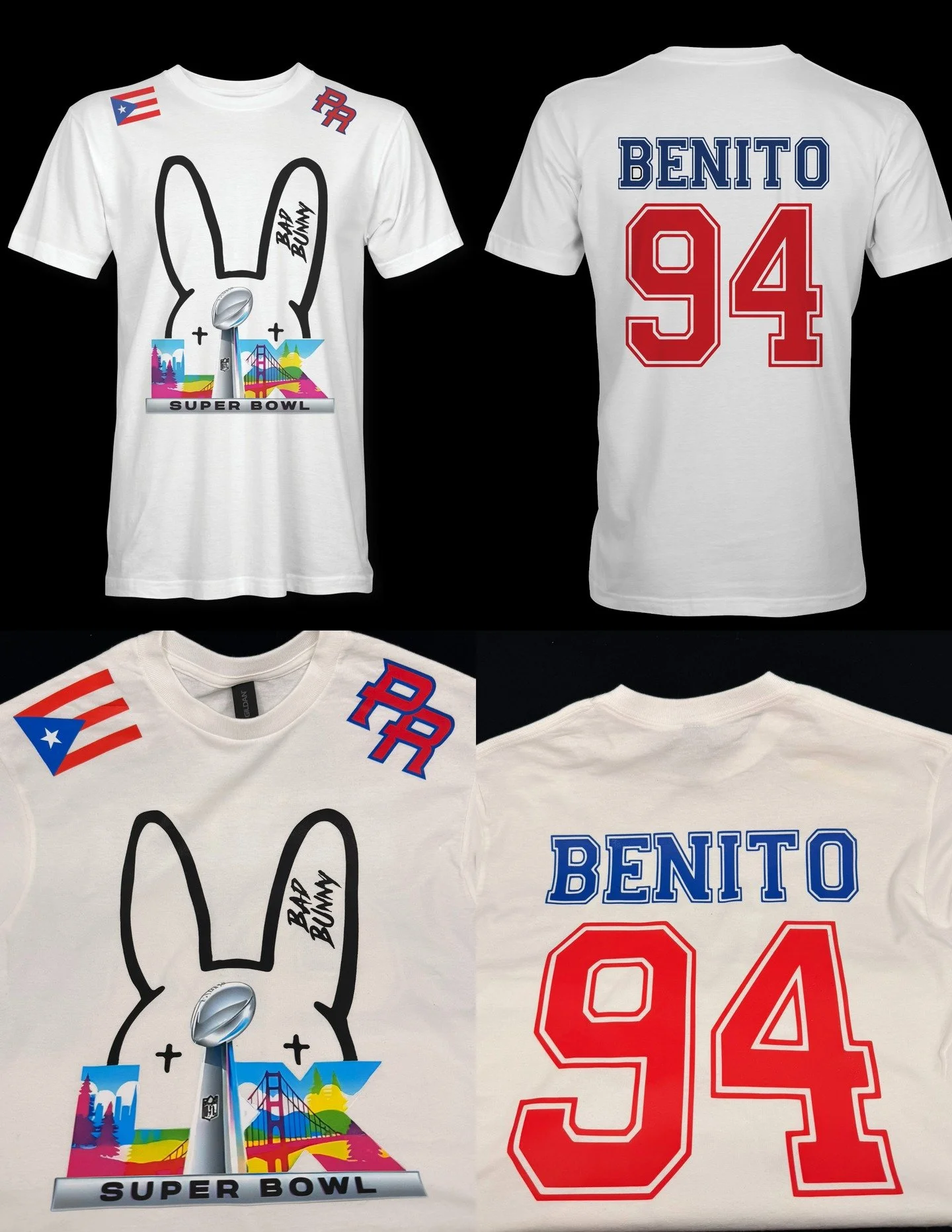 When the mockup becomes the moment. 🔥
Top pic = the design we mocked up.
Bottom pic = the real deal we printed and pressed.

Super Bowl is 10 days away&hellip; don&rsquo;t wait till the last minute. Get your BENITO shirts ordered now 

DM us to get 
